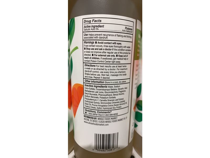 365 Whole Foods Market Anti-Dandruff Shampoo, Red Tea & Tangerine, 32 fl oz/946 mL
