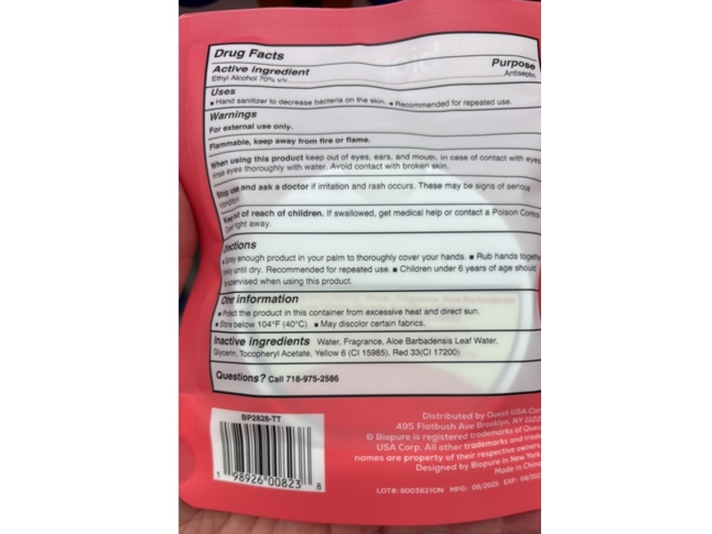 BioPure Hand Sanitizer Spray, Sweet Watermelon, 1 fl oz/30 mL
