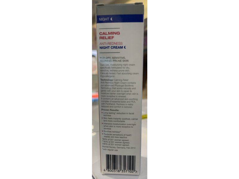 Physiogel Calming Relief Anti - Redness Night Cream, 40 mL