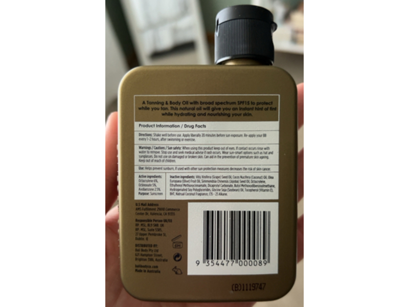 Bali Body Tanning & Body Oil, SPF 15, 3.4 fl oz/100 mL