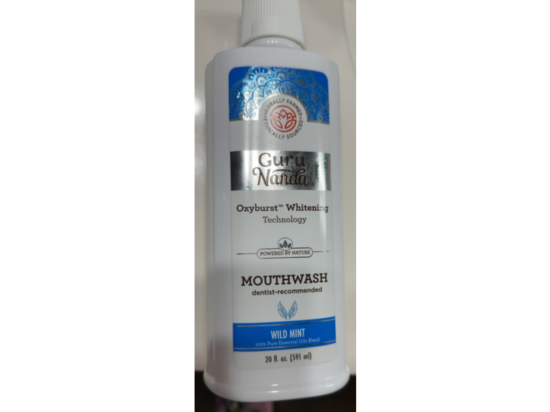 GuruNanda Oxyburst Whitening Mouthwash, Wild Mint, 20 fl oz/591 mL
