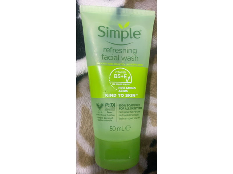 Simple Refreshing Facial wash, Vitamin B5+E, 50 mL