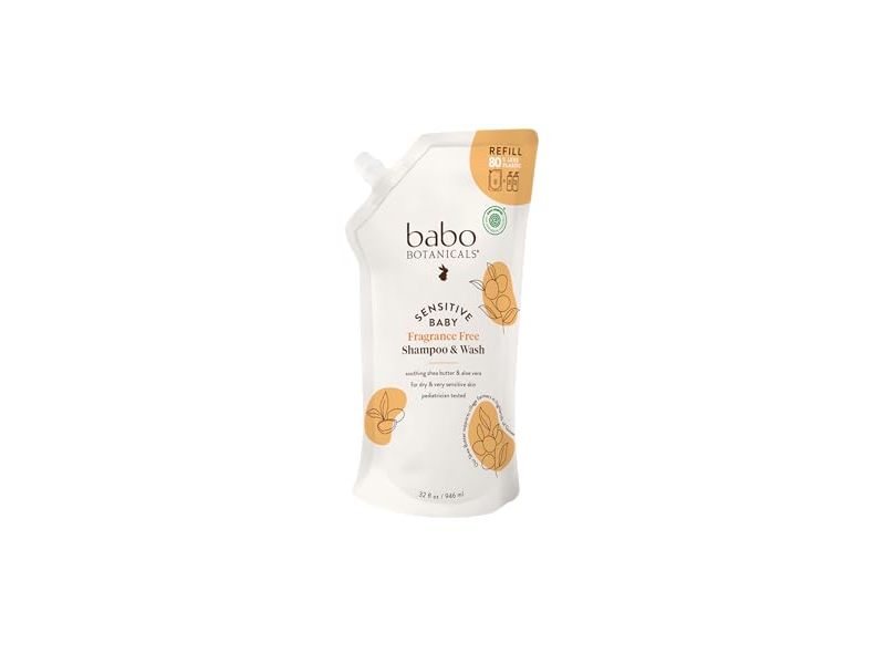 Babo Botanicals Sensitive Baby Shampoo & Wash, 32 fl oz/946 mL