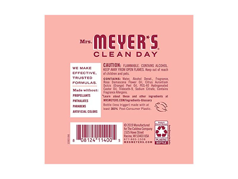Mrs. Meyer’s Clean Day Room Freshener Spray, Rose Scent, 8 fl oz/236 mL