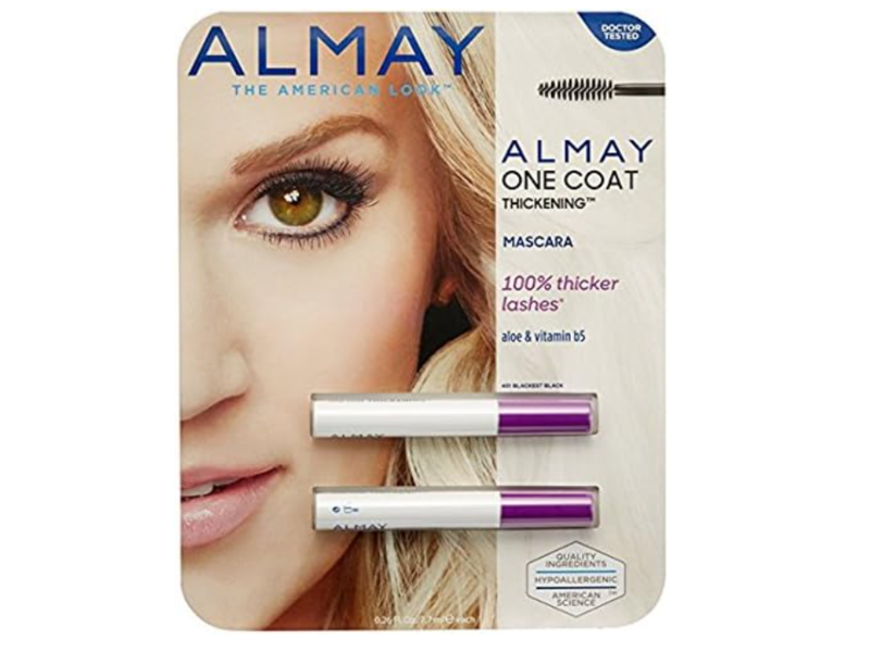 Almay One Coat Thickening Mascara, 401 Blackest Black, Aloe & Vitamin B5, 0.26 fl oz/7.7 mL