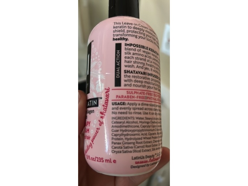 Lu LatinUs Beauty Intense Therapy Leave-In Cream, 8 fl oz/235 mL