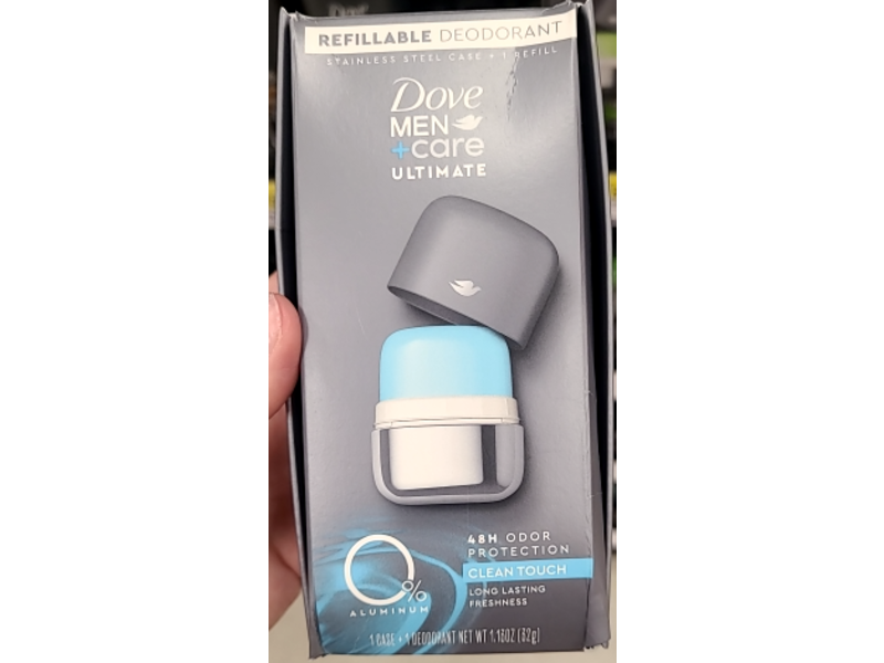 Dove Men+Care Ultimate Refillable Deodorant, Clean Touch, 1.13 oz/32 g