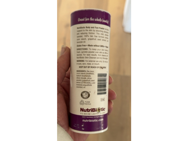 Nutribiotic Body & Foot Powder, Grapefruit Seed Extract + Lavender Oil, 4 oz/113 g