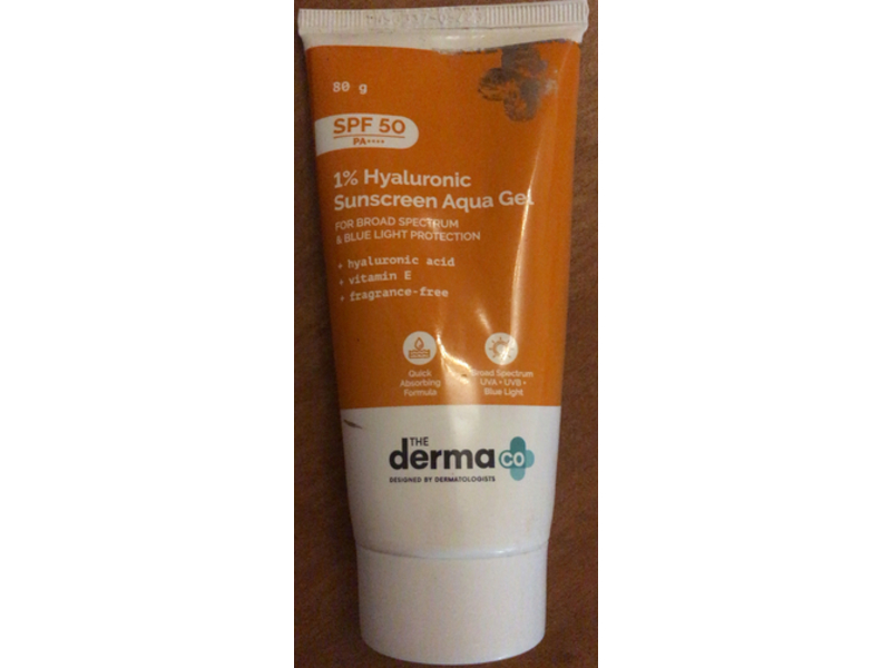 The Derma Co 1% Hyaluronic Sunscreen Aqua Gel, SPF 50 PA++++, 80 g