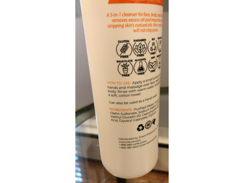Cleure Face & Body Wash, Fragrance Free, 12 fl oz/354.88 mL
