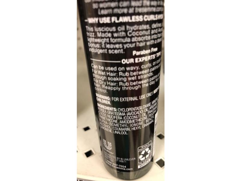 Tresemme Flawless Curls Hydrating Oil, Coconut & Avocado Oil, 3.2 fl oz/94 mL