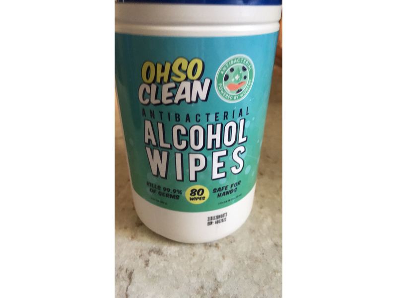 Ohso Clean Alcohol Wipes, Antibacterial, 80 Count
