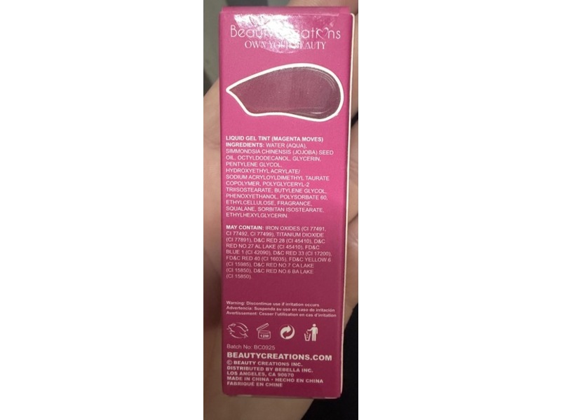 Beauty Creations Kiss Me Liquid Gel Tint, Magenta Moves, 0.12 oz/3.3 g