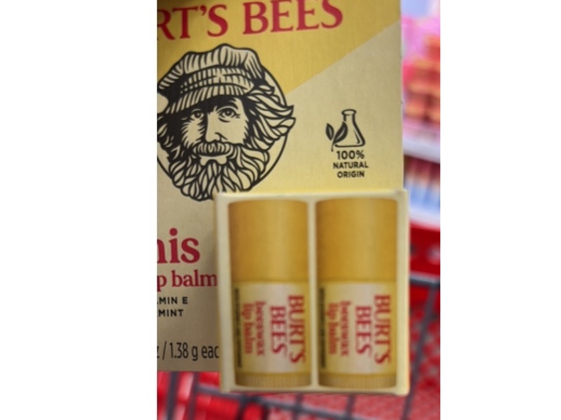 Burt's Bees Beeswax Lip Balm, Vitamin E + Peppermint, 0.049 oz/1.38 g, 2 Count