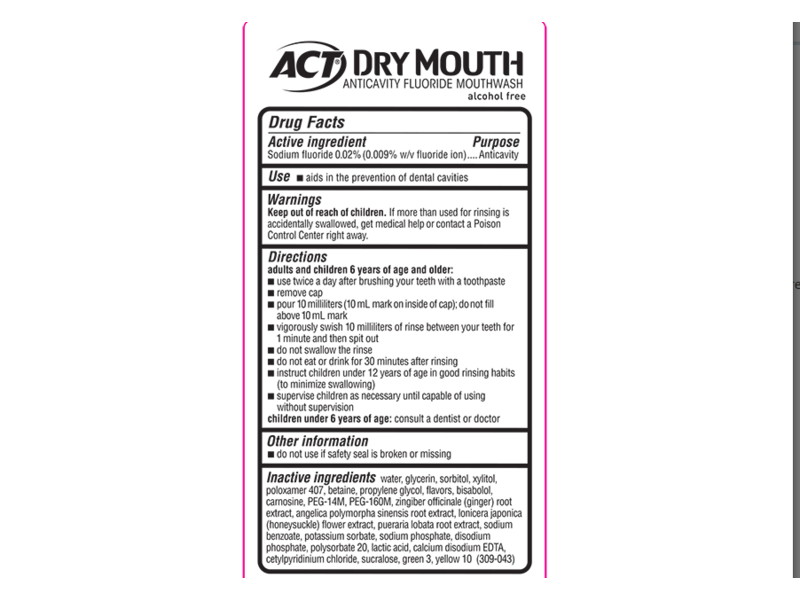 ACT Anticavity Fluoride Mouthwash, Dry Mouth, 33.8 fl oz/1 L