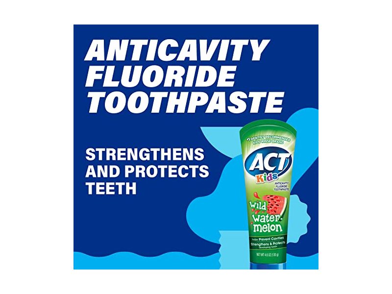 ACT Kids Anticavity Fluoride Toothpaste, Wild Watermelon, 4.6 oz/130 g