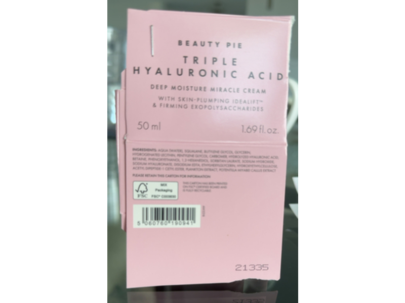 Beauty Pie Triple Deep Moisture Miracle Cream, Hyaluronic Acid, 1.69 fl oz/50 mL