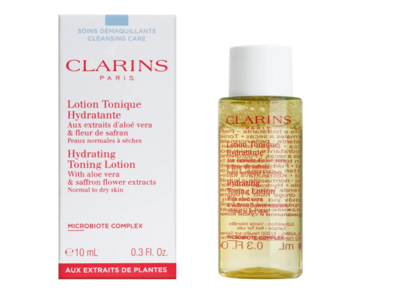 Clarins Hydrating Toning Lotion, Aloe Vera & Saffron Flower Extracts, 0.3 fl oz/10 mL