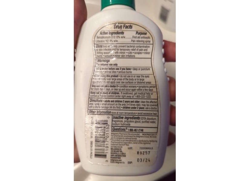 Walgreens First Aid Antiseptic Spray, Maximum Strength, 5 fl oz/148 mL