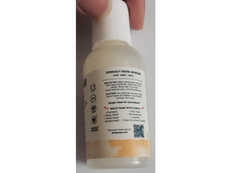 Kirk's Head To Toe Nourishing Cleanser, Coconut Oil & Aloe Vera, Citrus Twist, 2 fl oz/60 mL