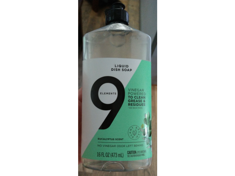 9 Elements Liquid Dish Soap, Eucalyptus Scent, 16 fl oz/473 mL