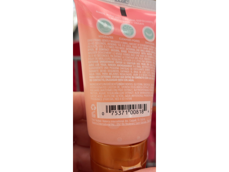 Tree Hut Hydrating Sugar Face Scrub, Watermelon Cactus Water Aha, 1.5 oz/43 g