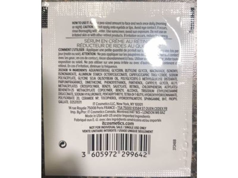 It Cosmetics Hello Results, Wrinkle Reducing Serum In Cream, 0.05 fl oz / 1.5 ml