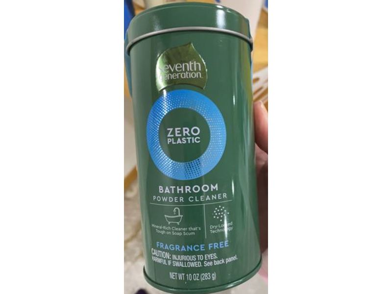 Seventh Generation Zero Plastic Bathroom Powder Cleaner, 10 oz/283 g