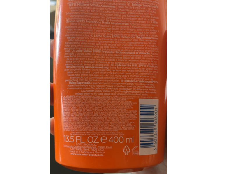 Lancaster Silky Milk, SPF 15, 13.5 oz/400 mL