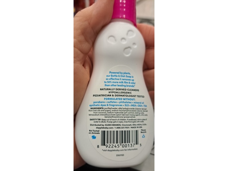 Dapple Bottle & Dish Soap, Fragrance Free, 3 fl oz/89 mL, Pack Of 2