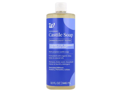 Walgreens Multi-Purpose Castile Soap, Peppermint, 32 fl oz/946 mL