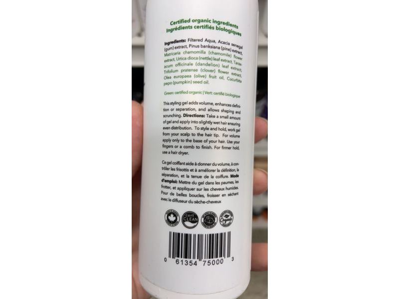 Carina Organics Styling Gel, Unscented, 8.4 fl oz/250 mL