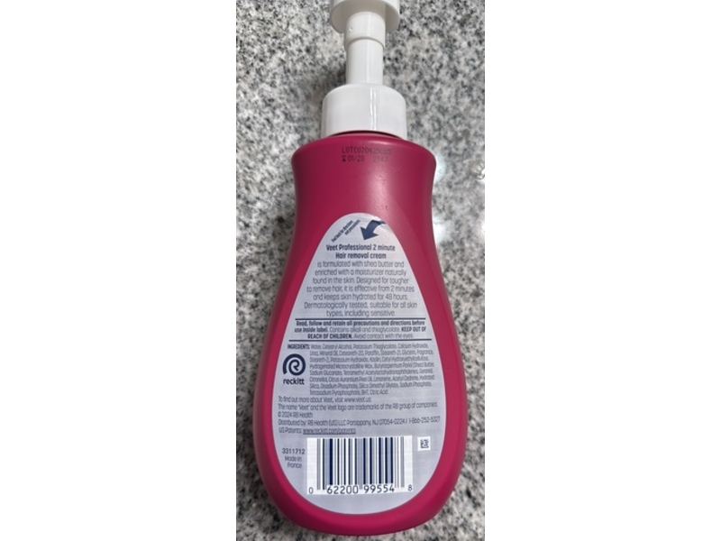 Veet Professional 2 Minute Hair Remover Cream, 13.5 fl oz/400 mL