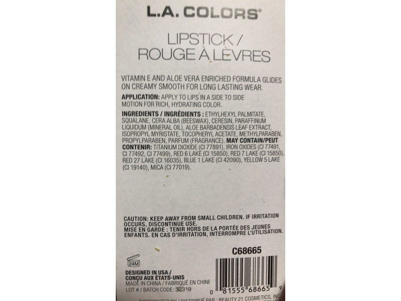 L.A. Colors Hydrating Lipstick, C68665 Dusty Rose, 0.11 oz/3.2 g