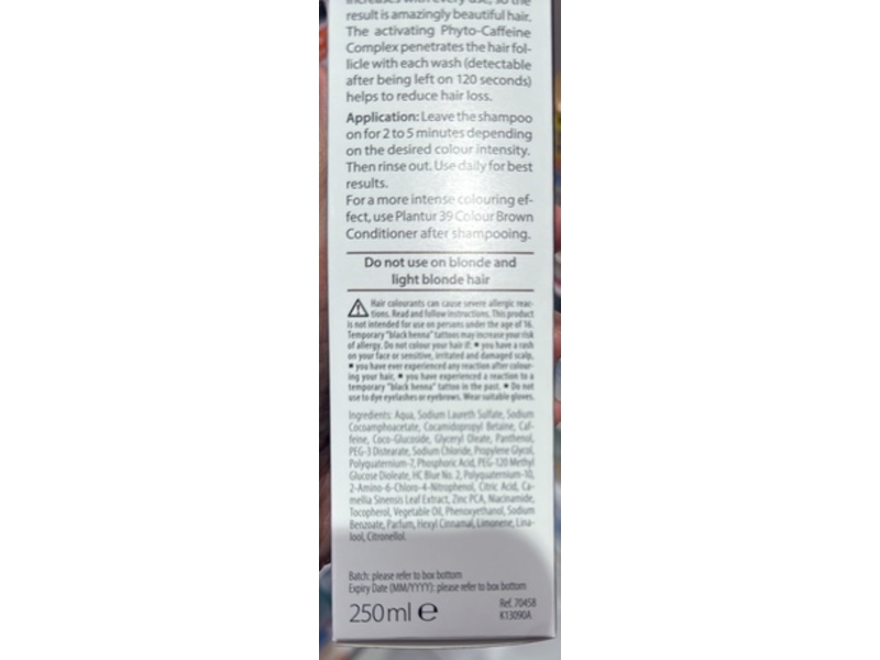 Plantur 39 Colour Brown Phyto-Caffeine Shampoo, 250 mL
