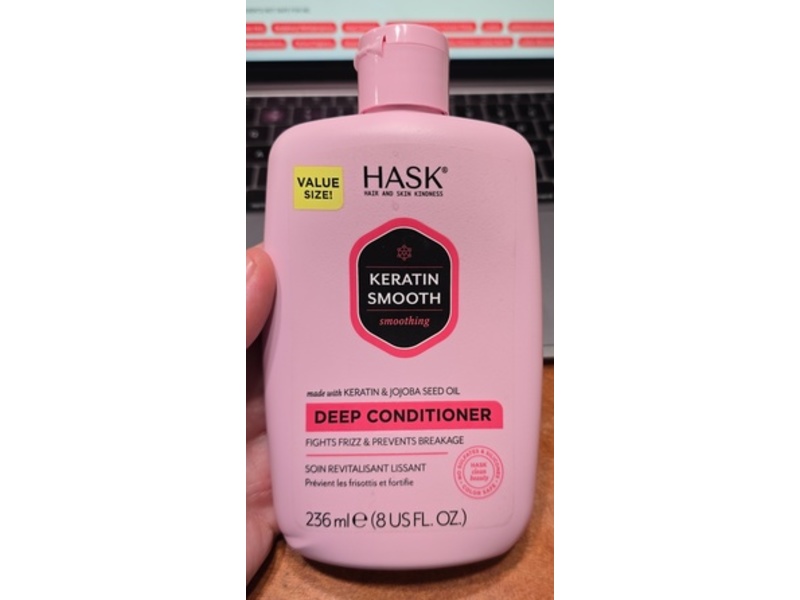 Hask Keratin Smooth Deep Conditioner, Keratin & Jojoba Seed Oil, 8 fl oz/236 mL