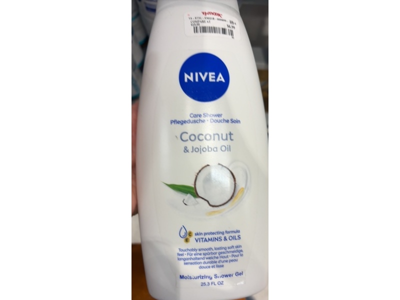 Nivea Moisturizing Shower Gel, Coconut & Jojoba Oil, 25.3 fl oz/750 mL