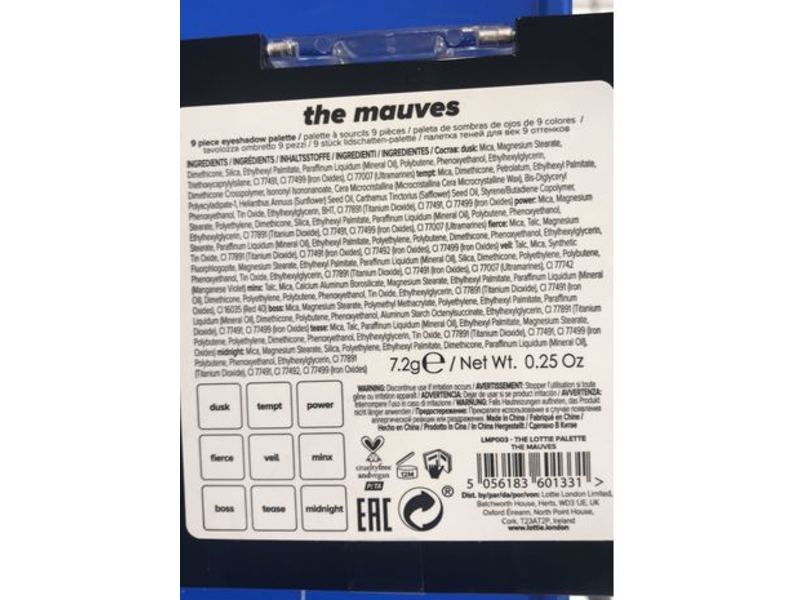 Lottie London 9 Piece Eyeshadow, The Mauves, 0.25 oz/7.2 g