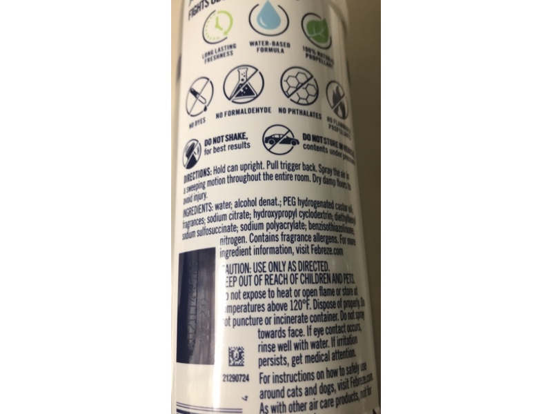 Febreze Heavy Duty Crisp Clean Air Mist, 8.1 oz/230 g, Pack Of 6