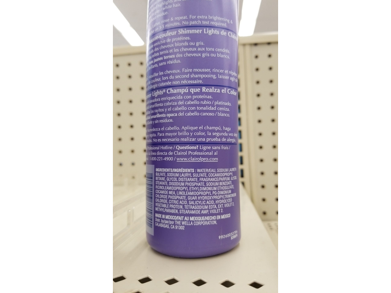 Clairol Professional Shimmer Lights Shampoo, Blonde & Silver Hair, 473 mL/16 fl oz