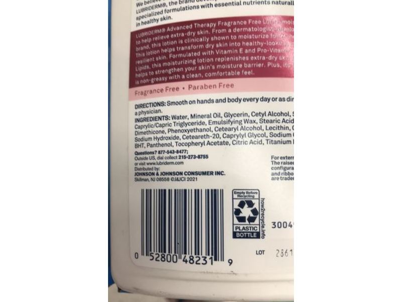 Lubriderm Advanced Therapy Lotion, Fragrance Free, 6 fl oz/177 mL