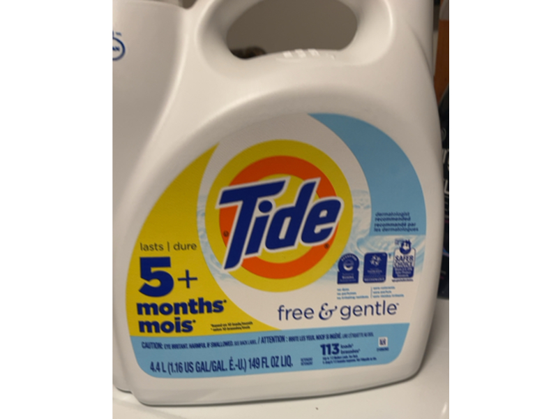 Tide Liquid Laundry Detergent, Free & Gentle, 113 Loads, 149 fl oz/4.4 L