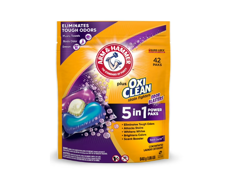 Arm & Hammer Plus Oxi Clean Odor Blasters 5 In 1 Power Paks, Fresh Burst, 840 g, 42 Count