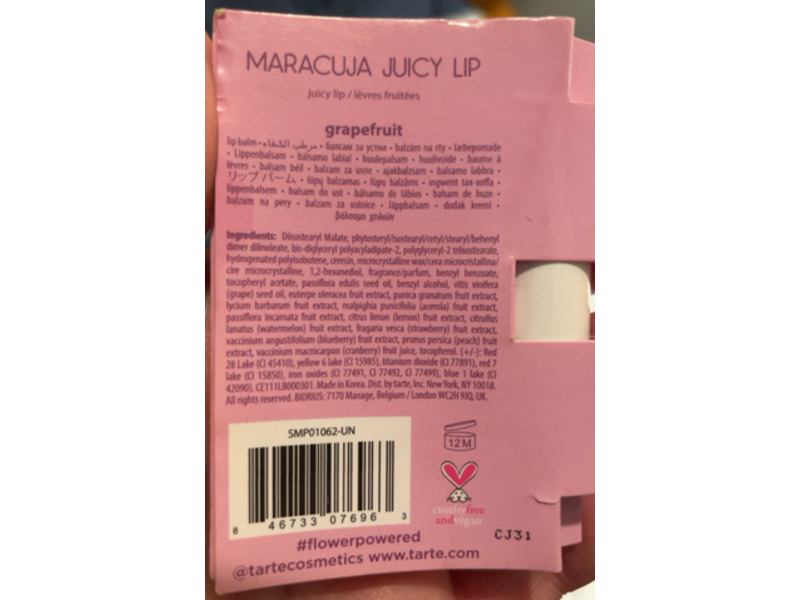 Tarte Maracuja Juicy Lip Plumper, Grapefruit, 0.0246 oz/0.7 g