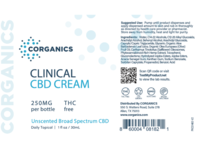 Corganics Clinical CBD Cream, 250 mg, 1 fl oz/30 mL - thumbnail 2