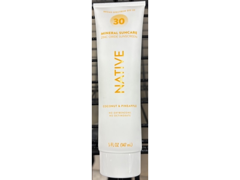 Native Mineral Sunscreen, SPF 30, Coconut & Pineapple, 5 fl oz/147 mL