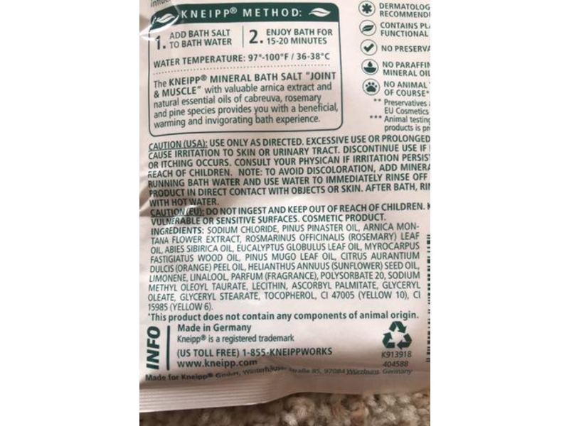 Kneipp Mineral Bath Salt, Arnica, 2.1 oz/60 g