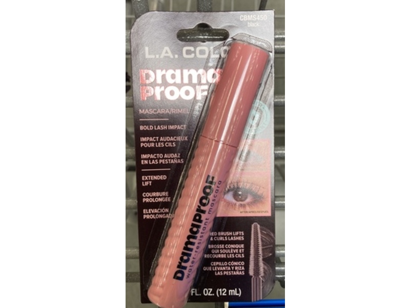 L.A. Colors Drama Proof Mascara, Black, 0.41 fl oz/12 mL