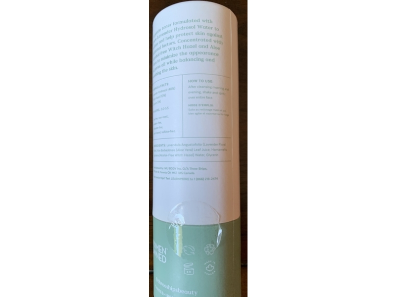 Three Ships Calm Lavender Hydrosol Toner, 2 oz/60 mL