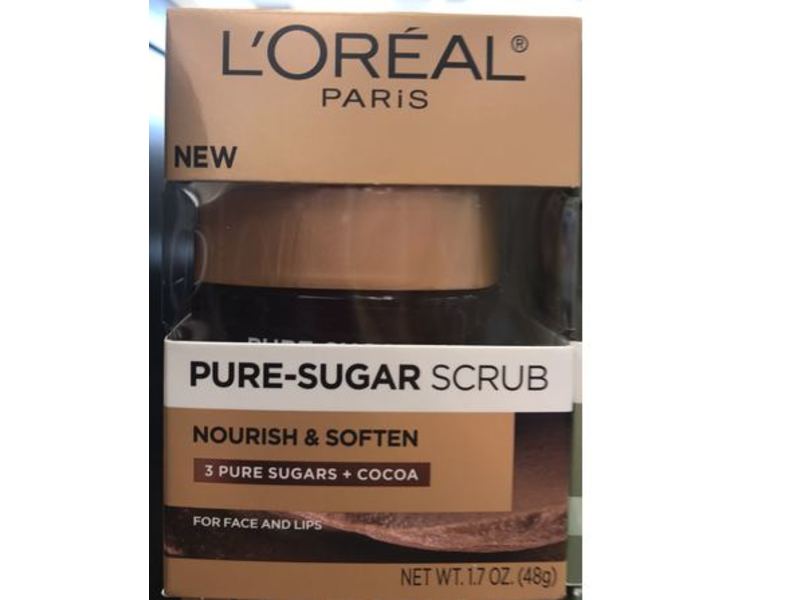 L'Oreal Scrub Nourish & Soften Pure Sugar Scrub, 3 Pure Sugars+Cocoa, 1.7 oz 48 g